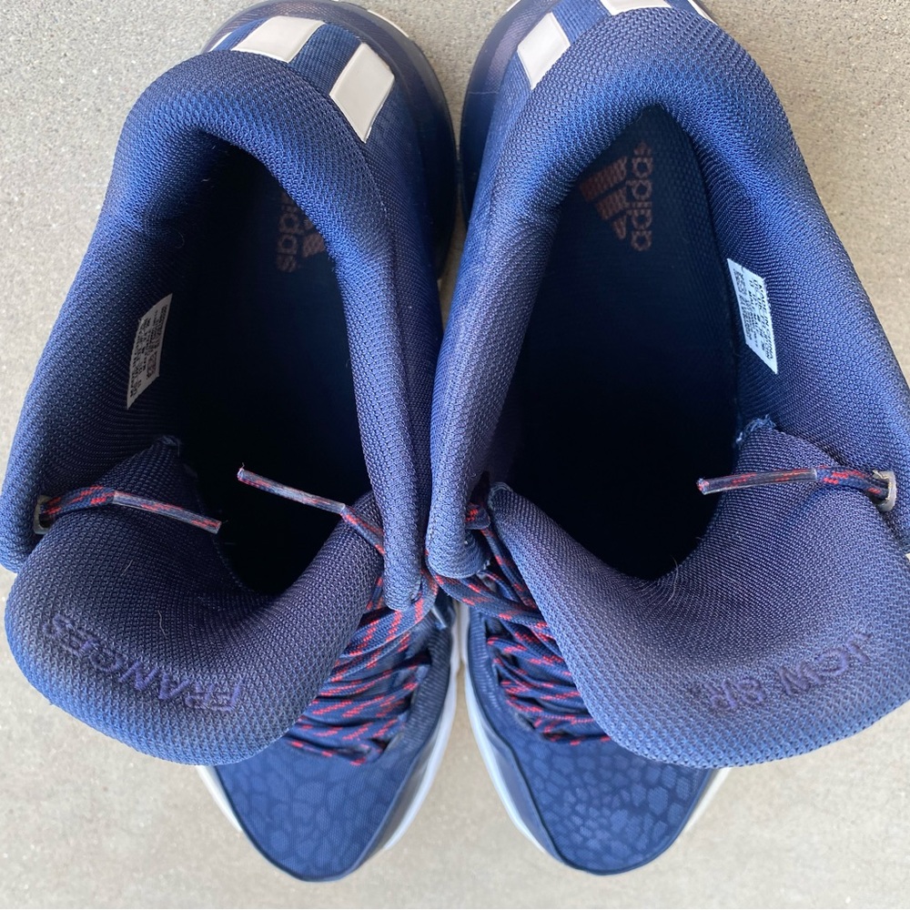 adidas J Wall 2 Performance Navy and White Athletic Sneakers with Red Accents - Picture 8 of 9
